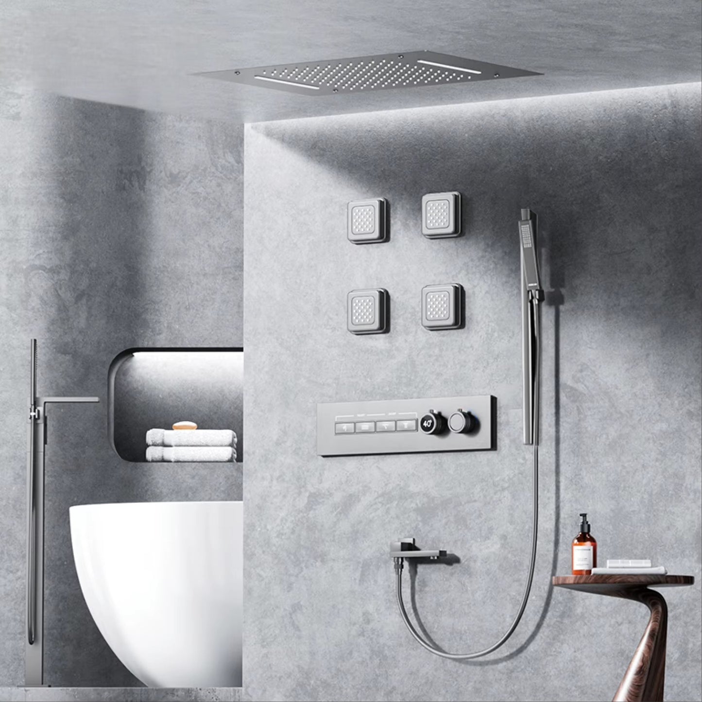 Colonne de Douche Encastrable Luxe – Hydromassante 4 Fonctions