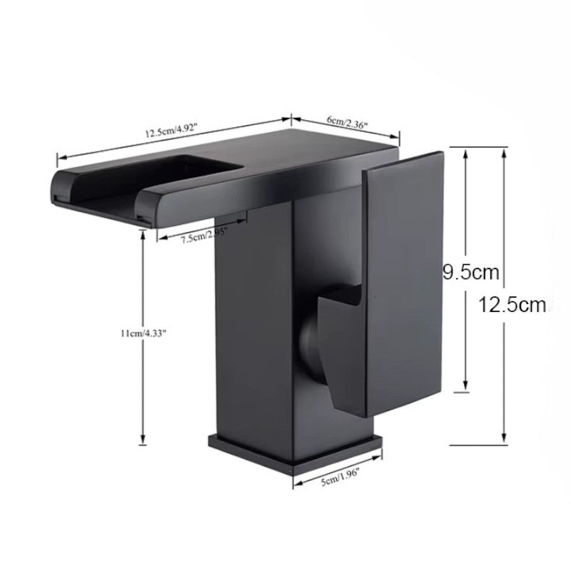 Robinet de salle de bain cascade LED en inox – éclairage tricolore