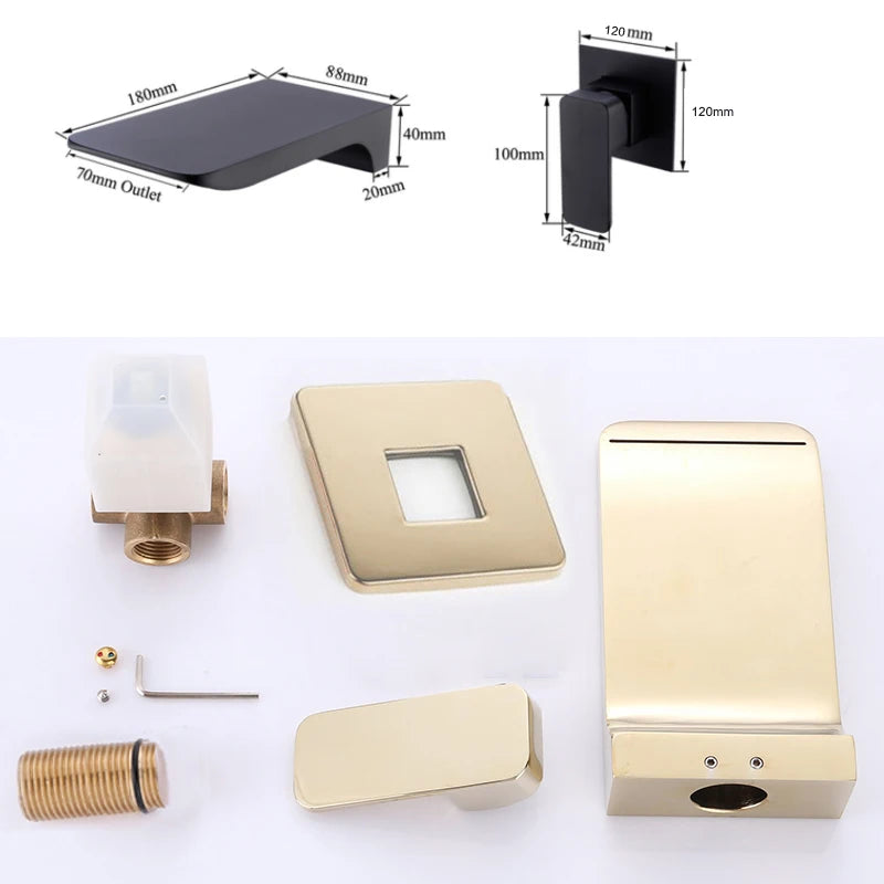 Robinet de salle de bain mural cascade en laiton – Fluens™