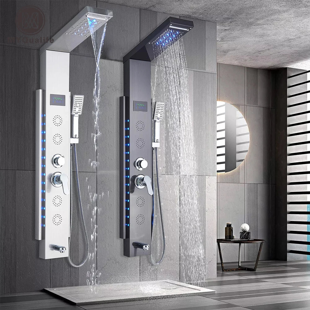 Colonne de Douche Hydromassante LED – Cascade & Massage