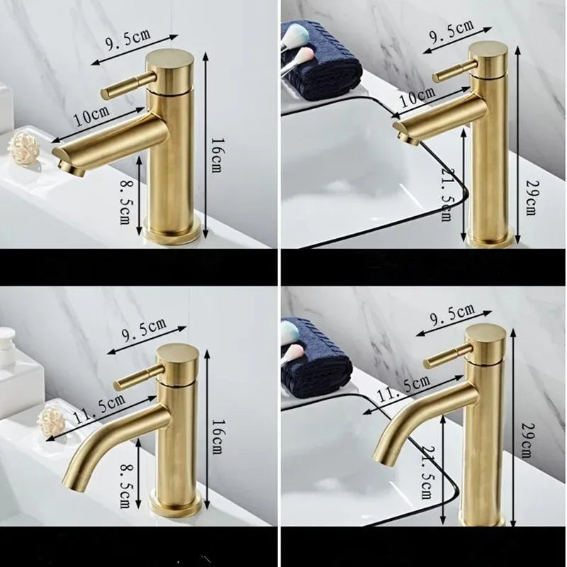 Mitigeur Lavabo Or Brossé – Robinet Salle de Bain (4 Tailles)