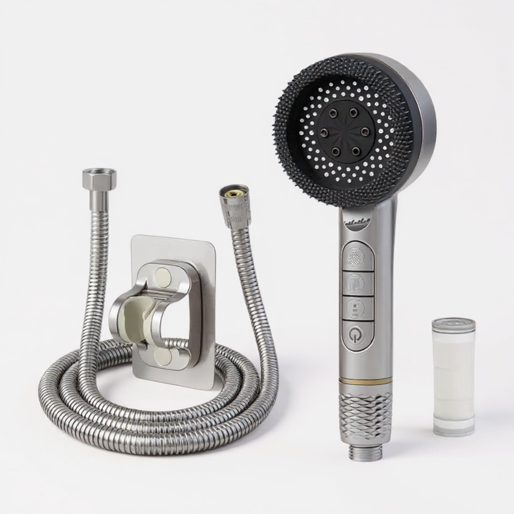 Pommeau de Douche Anti-Calcaire – Haute Pression Économie d’Eau, 4 Modes