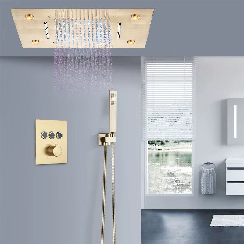 Colonne de Douche Encastrable Luxe LED – Pluie & Cascade, Douchette - Fluens