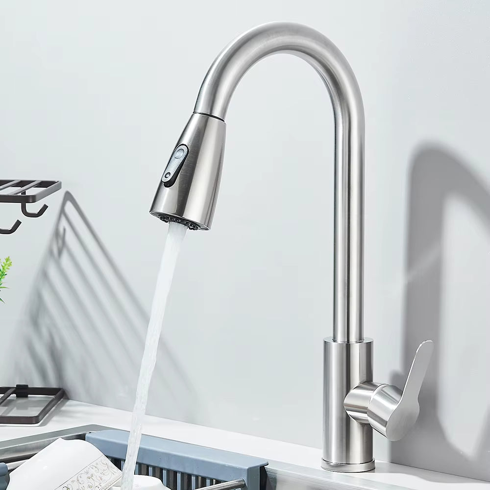Robinet de Cuisine Extractible – Jet Douchette & Rotation 360° (Noir mat, Chrome, Nickel brossé)