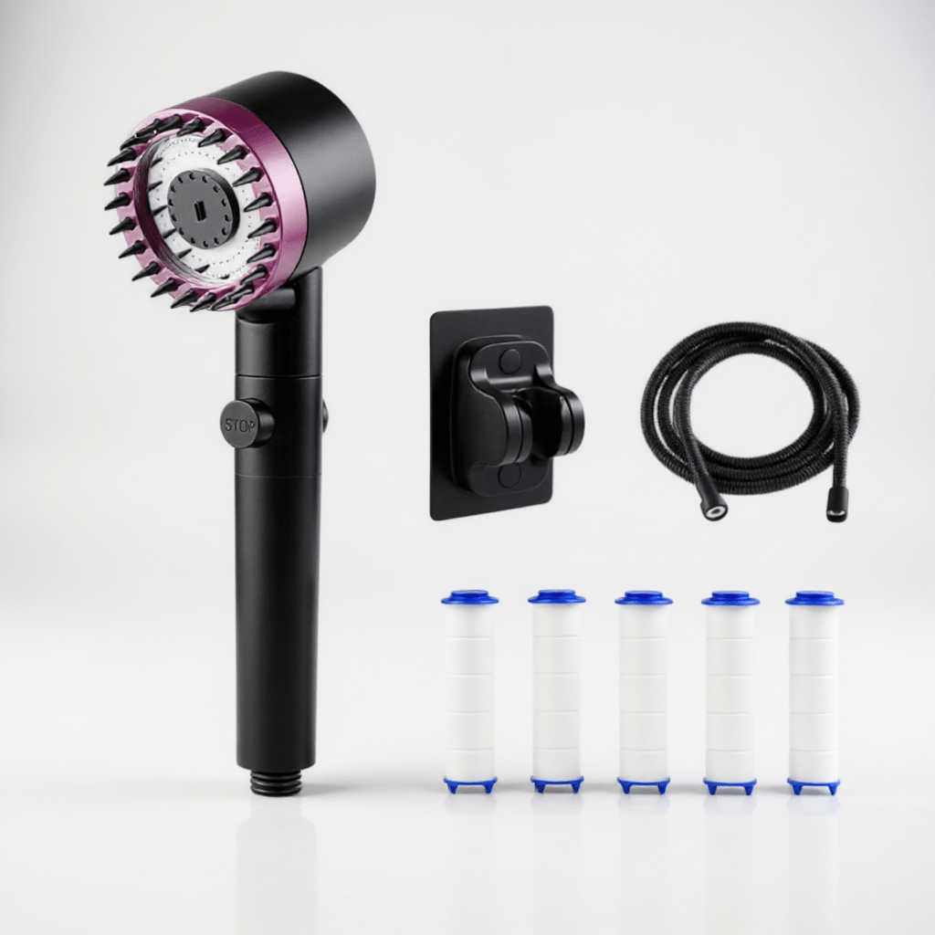 Pommeau de douche anti - calcaire – haute pression, économie d’eau, 3 modes - Fluens