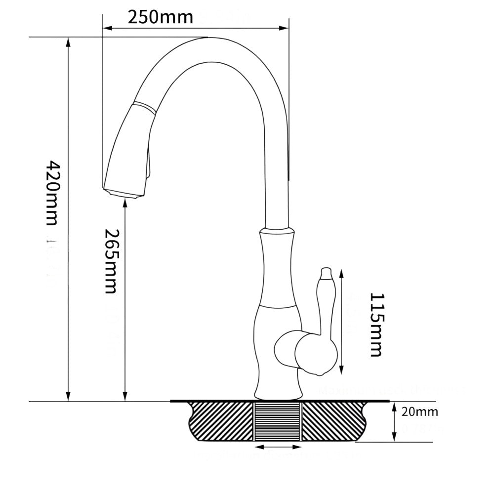 Robinet de Cuisine Extractible – Mitigeur Pivotant 360° en Laiton - Fluens