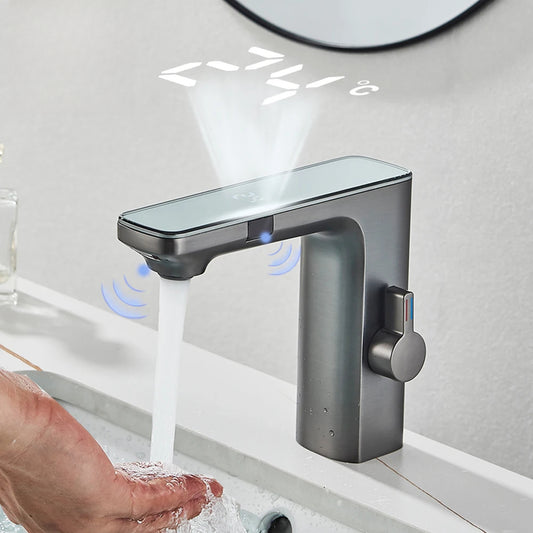 Robinet de salle de bain intelligent sans contact – capteur infrarouge & affichage digital