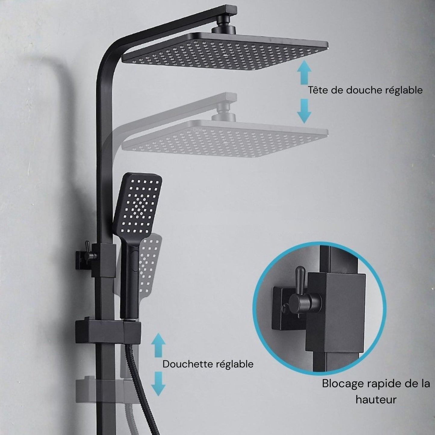 Colonne de Douche Design Noir & Chrome – Pluie Relaxante