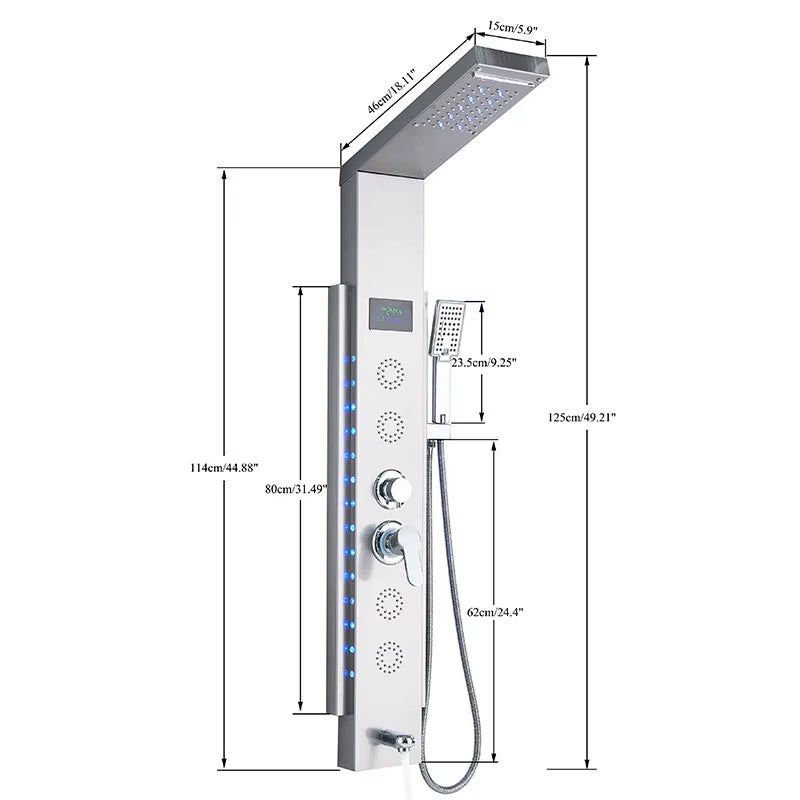 Colonne de Douche Hydromassante LED – Cascade & Massage