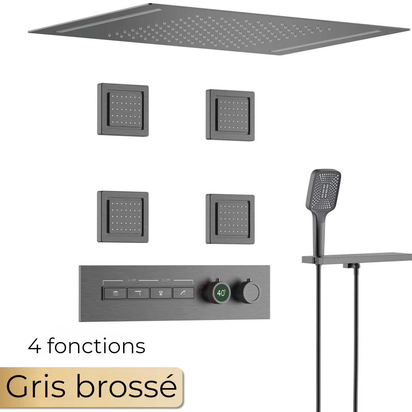 Colonne de Douche Encastrable Luxe – Hydromassante 4 Fonctions