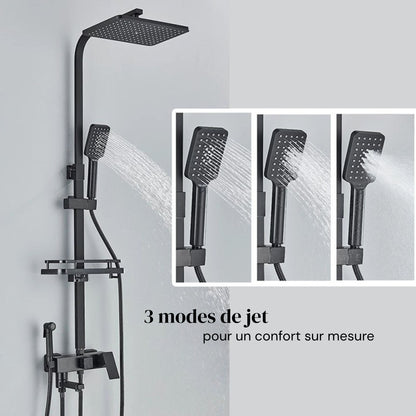 Colonne de Douche Design Noir & Chrome – Pluie Relaxante