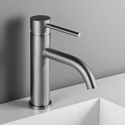Robinet de salle de bain en inox brossé – mitigeur finition or rose élégante