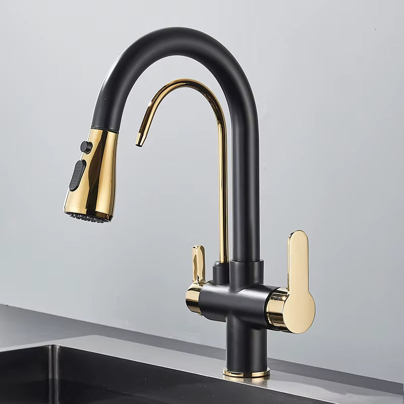 Robinet de Cuisine 3 Voies – Eau Filtrée & Douchette Extractible Haute Pression