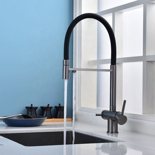 Robinet de Cuisine Mitigeur 3 Voies – Bec Haut avec Double Sortie (Eau Filtrée + Chaud/Froid)