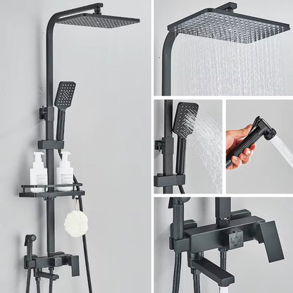 Colonne de Douche Design Noir & Chrome – Pluie Relaxante