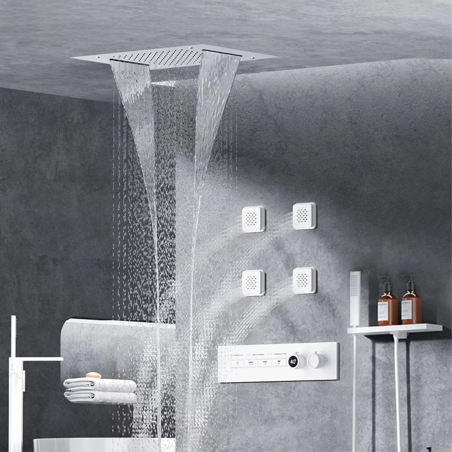 Colonne de Douche Encastrable Luxe – Hydromassante 4 Fonctions