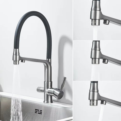 Robinet de Cuisine Double Bec – Eau Filtrée & Eau Chaude/Froide 360°