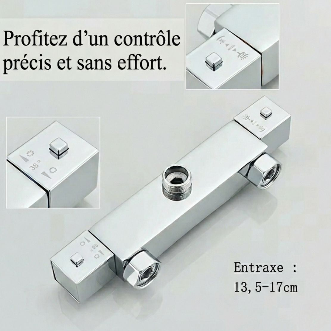 Colonne de Douche Thermostatique Chrome – Pluie & Douchette