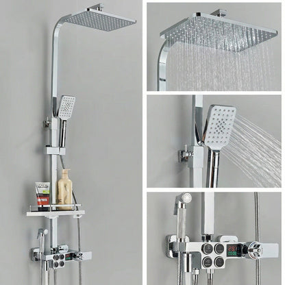 Colonne de Douche Thermostatique avec Affichage Digital – Douche Pluie (Noir / Chrome)