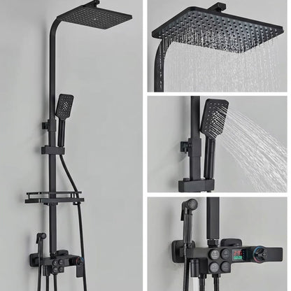 Colonne de Douche Thermostatique avec Affichage Digital – Douche Pluie (Noir / Chrome)