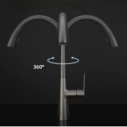 Robinet de Cuisine Extractible 360° – Douchette 2 Jets – Chrome, Noir, Gris métallisé