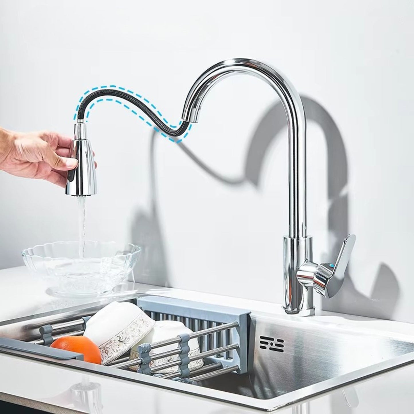 Robinet de Cuisine Extractible – Jet Douchette & Rotation 360° (Noir mat, Chrome, Nickel brossé)