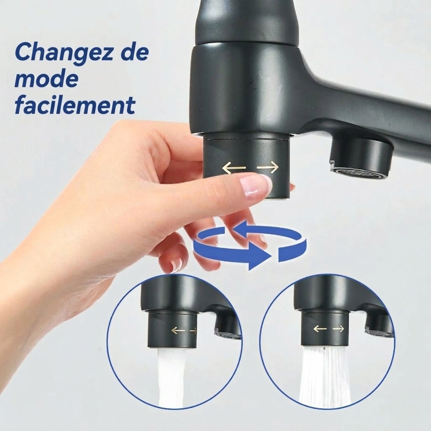 Robinet de Cuisine Double Bec – Eau Filtrée & Eau Chaude/Froide 360°