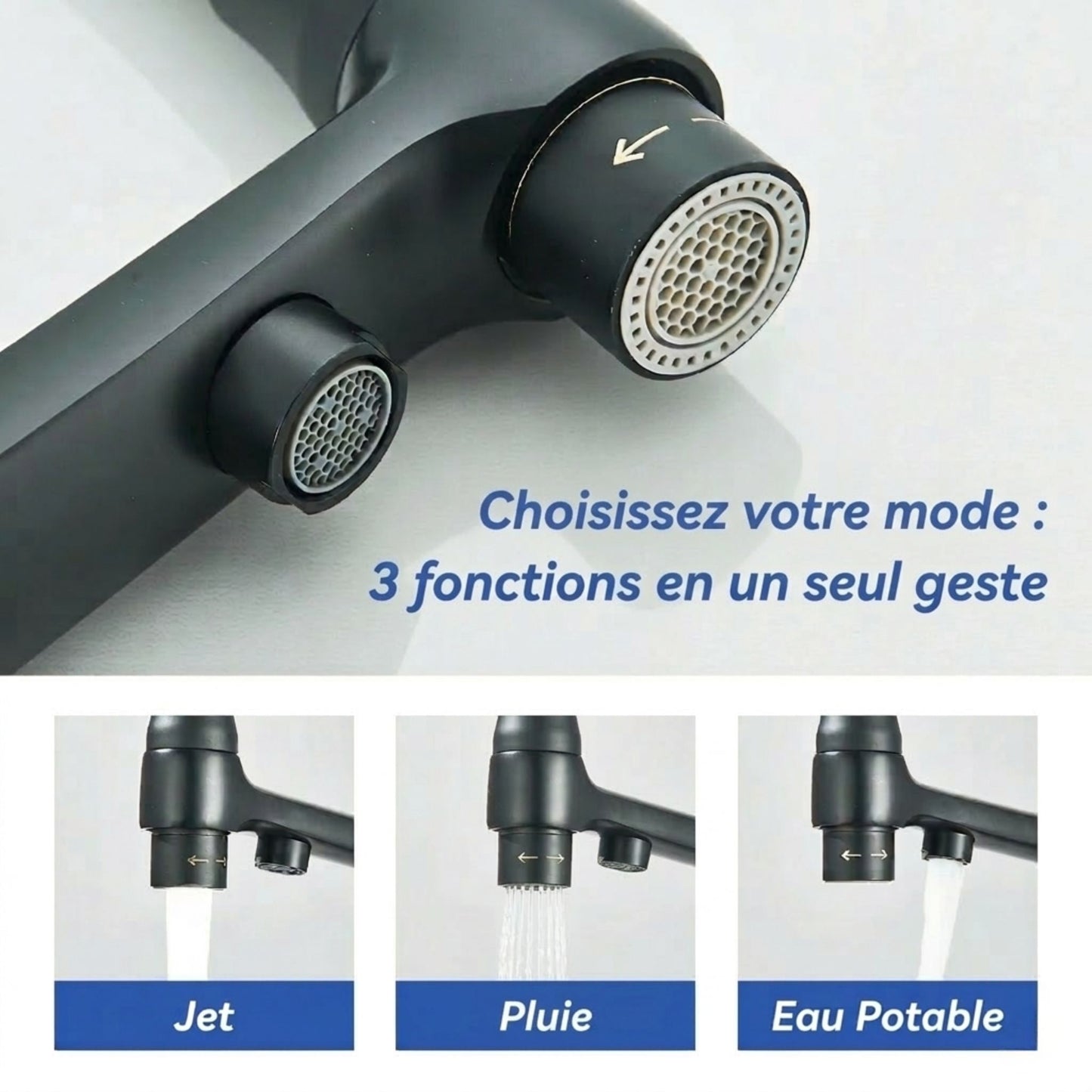 Robinet de Cuisine Double Bec – Eau Filtrée & Eau Chaude/Froide 360°