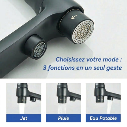 Robinet de Cuisine Double Bec – Eau Filtrée & Eau Chaude/Froide 360°
