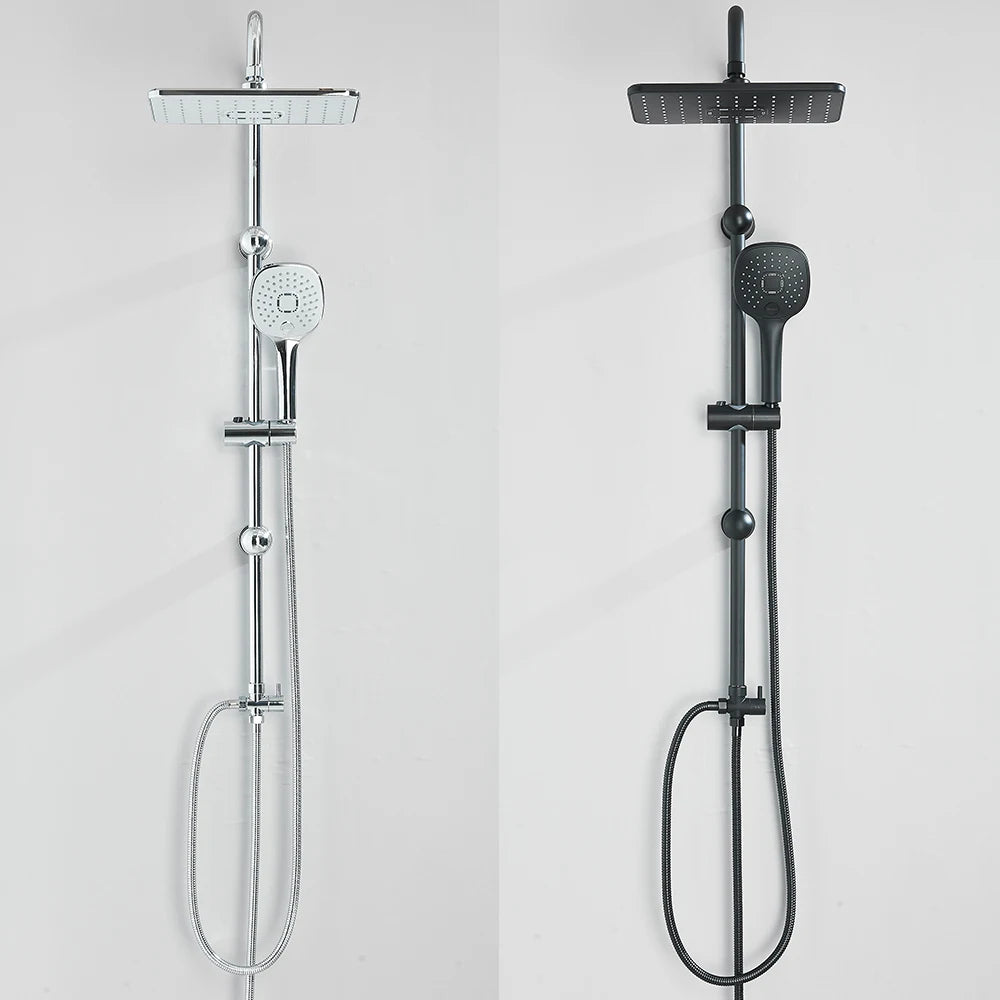 Colonne de Douche Pluie Noir Mat & Chrome – Ensemble Douche avec Douchette