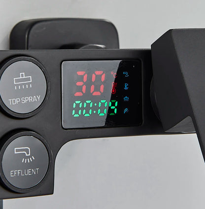 Colonne de Douche Thermostatique avec Affichage Digital – Douche Pluie (Noir / Chrome)