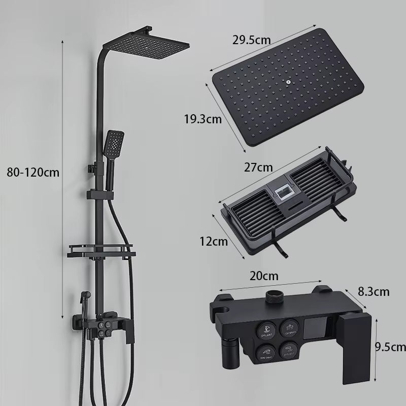 Colonne de Douche Thermostatique avec Affichage Digital – Douche Pluie (Noir / Chrome)
