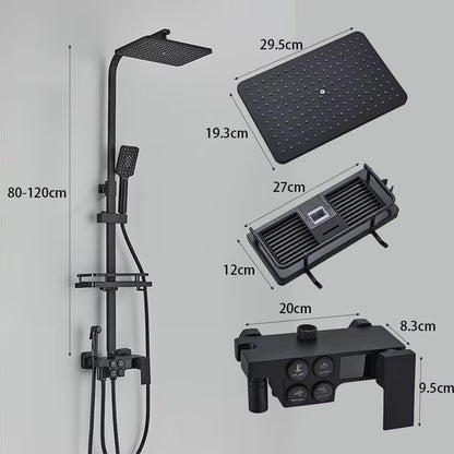 Colonne de Douche Thermostatique avec Affichage Digital – Douche Pluie (Noir / Chrome)