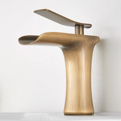 Robinet de salle de bain cascade en laiton – style vintage à poignée unique