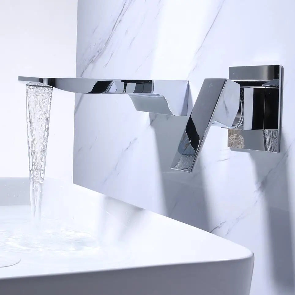 Robinet de salle de bain mural cascade en laiton – Fluens™