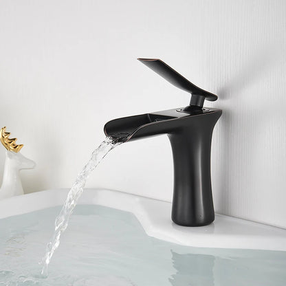 Robinet de salle de bain cascade en laiton – style vintage à poignée unique