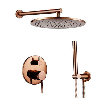 Colonne de Douche Encastrable Ronde – Pluie & Douchette (Noir, Inox brossé, Rose gold, Or brossé)