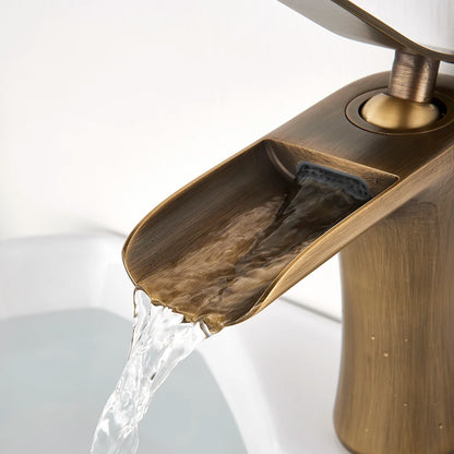 Robinet de salle de bain cascade en laiton – style vintage à poignée unique