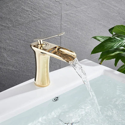 Robinet de salle de bain cascade en laiton – style vintage à poignée unique