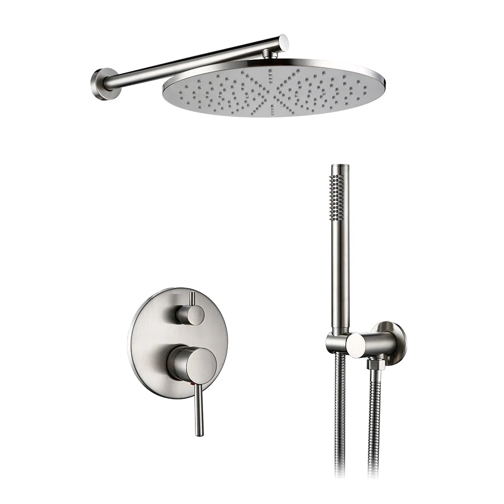 Colonne de Douche Encastrable Ronde – Pluie & Douchette (Noir, Inox brossé, Rose gold, Or brossé)