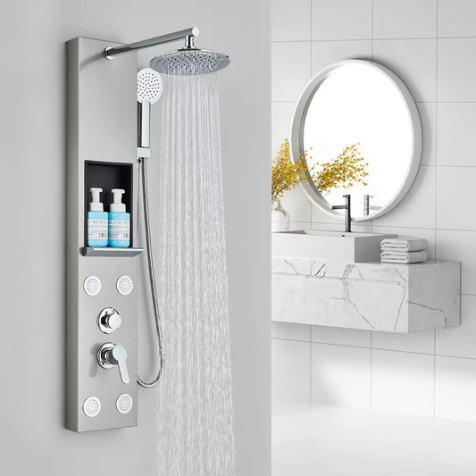 Colonne de Douche Hydromassante – Jets de Massage & Rangement Intégré