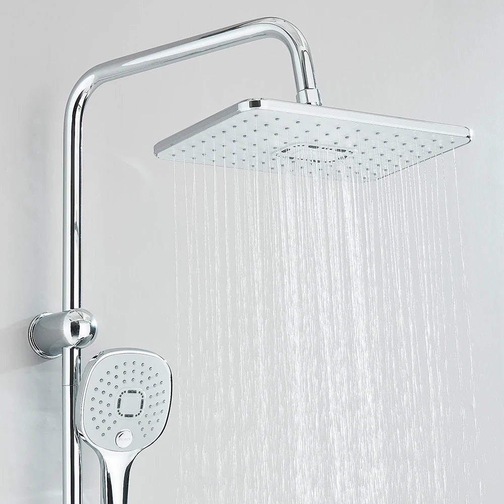 Colonne de Douche Pluie Noir Mat & Chrome – Ensemble Douche avec Douchette