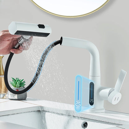 Robinet de Cuisine à Affichage Digital – Douchette Extractible 3 Jets, Pivot 360°
