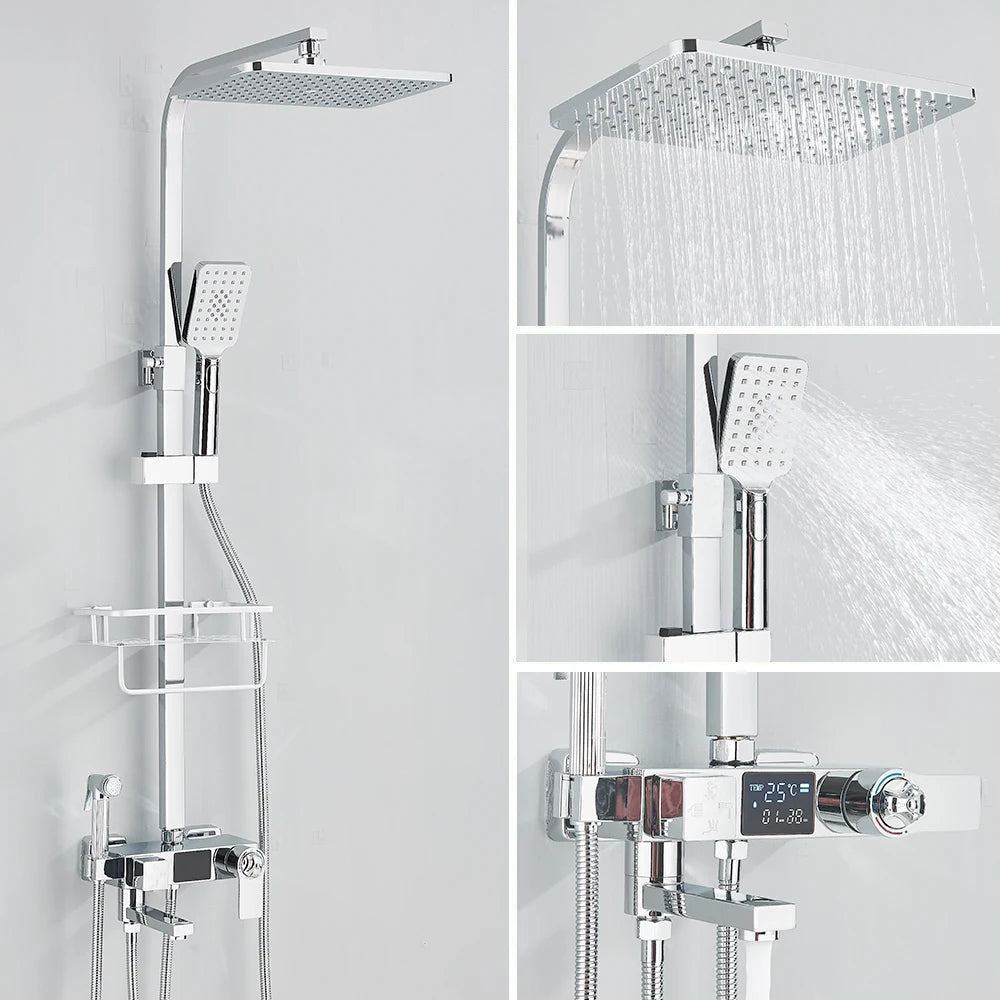 Colonne de Douche Thermostatique avec Affichage Digital – Pluie & Douchette