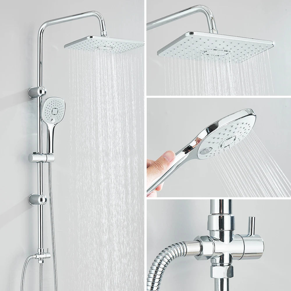Colonne de Douche Pluie Noir Mat & Chrome – Ensemble Douche avec Douchette