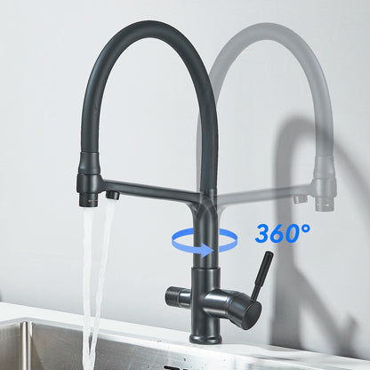 Robinet de Cuisine Double Bec – Eau Filtrée & Eau Chaude/Froide 360°