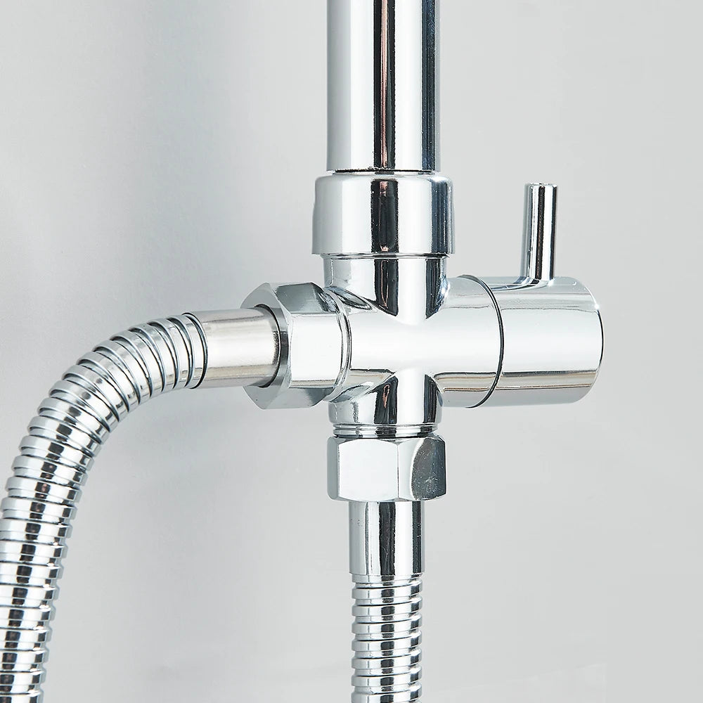 Colonne de Douche Pluie Noir Mat & Chrome – Ensemble Douche avec Douchette