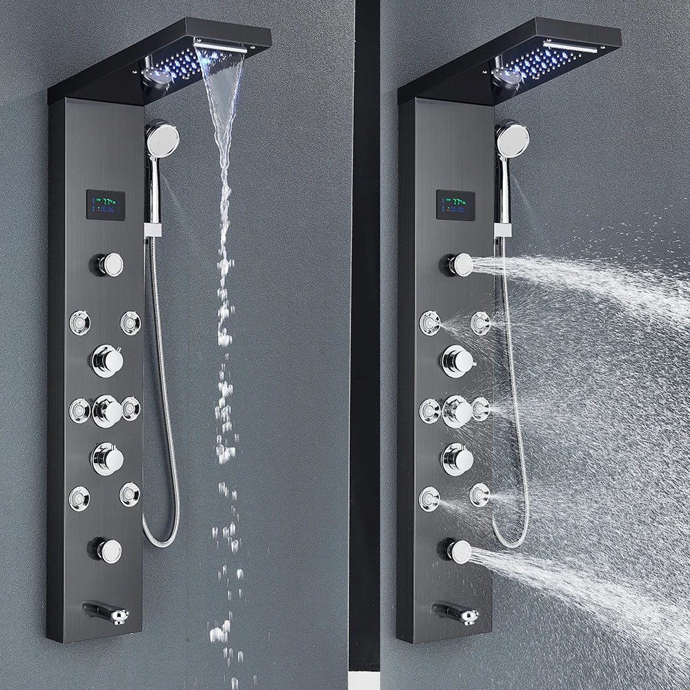 Colonne de Douche Hydromassante à Affichage Digital LED – Massage & Détente