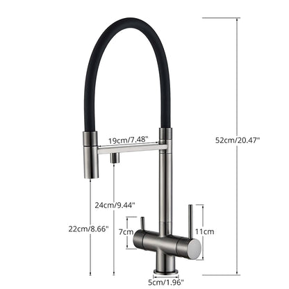 Robinet de Cuisine Mitigeur 3 Voies – Bec Haut avec Double Sortie (Eau Filtrée + Chaud/Froid)