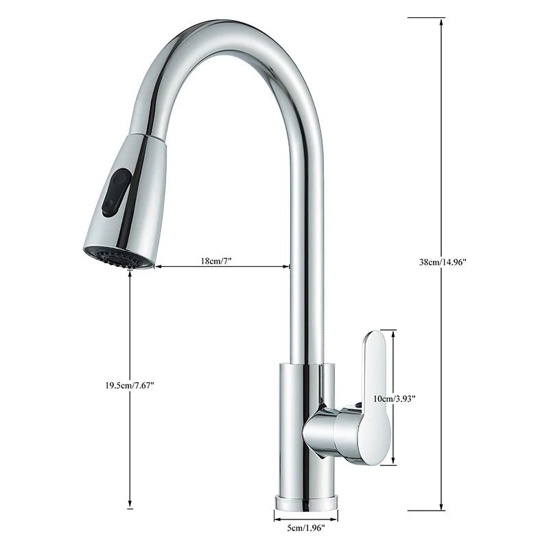 Robinet de Cuisine Extractible – Jet Douchette & Rotation 360° (Noir mat, Chrome, Nickel brossé)